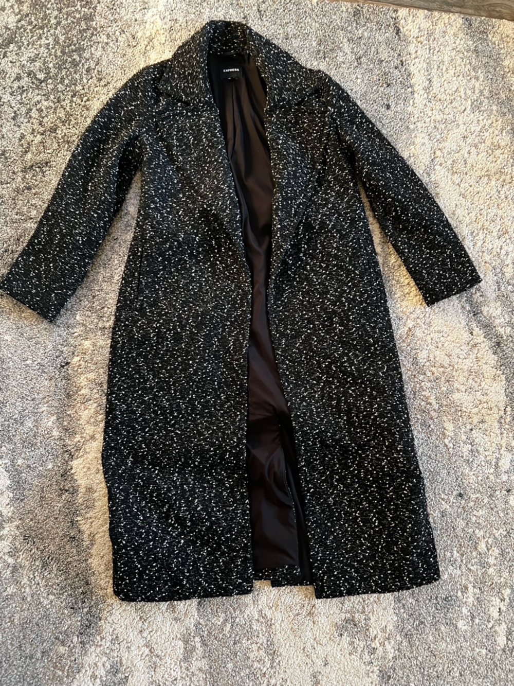 Express Black & White Tweed Long Coat